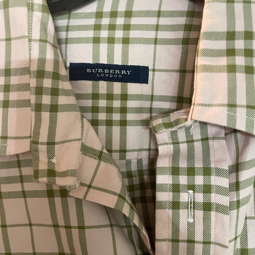 Burberry Green a pink Plaid Men's Shirt, dry cleaned, excellent condition 🤩 🔥